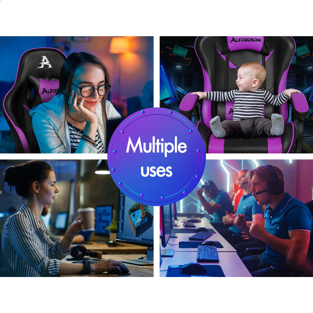 ALFORDSON Gaming Office Chair Racing Massage Computer Seat Footrest Leather