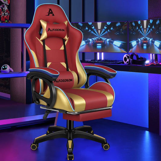ALFORDSON Gaming Office Chair Racing Massage Computer Seat Footrest Leather
