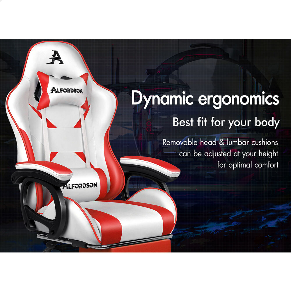 ALFORDSON Gaming Office Chair Racing Massage Computer Seat Footrest Leather