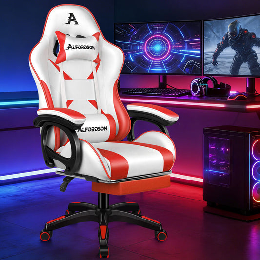 ALFORDSON Gaming Office Chair Racing Massage Computer Seat Footrest Leather