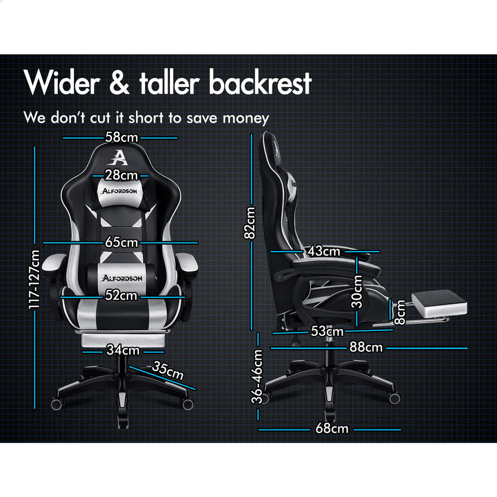 ALFORDSON Gaming Office Chair Racing Massage Computer Seat Footrest Leather