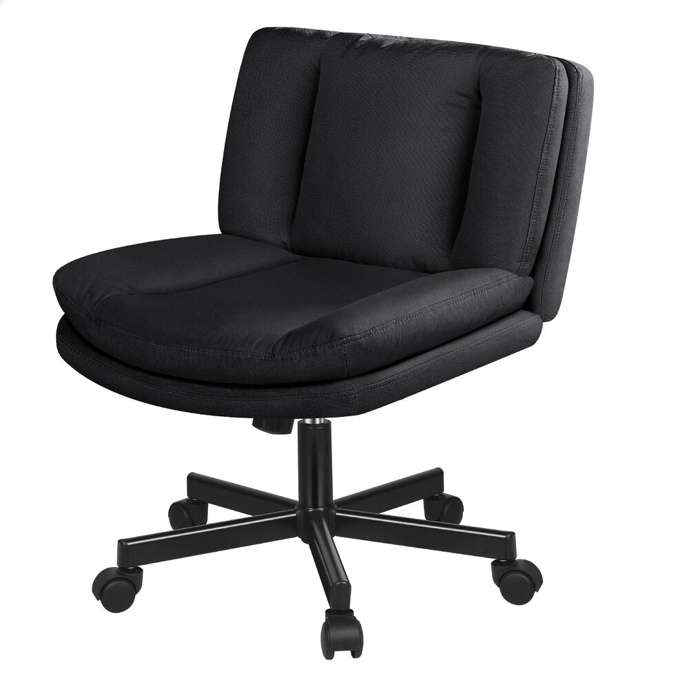 ALFORDSON Armless Office Desk Chair Mid Back Wide Seat w/ Wheels Fabric Black