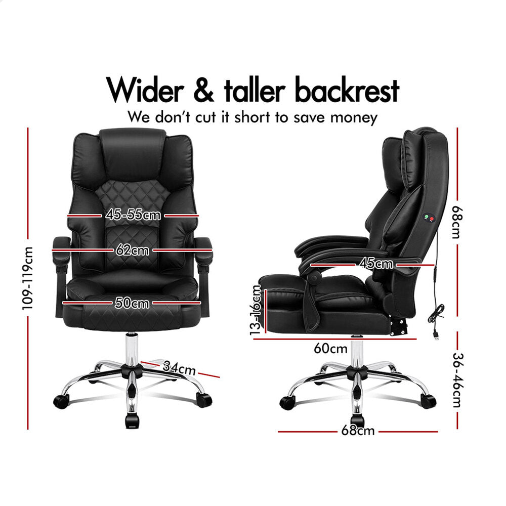 ALFORDSON Massage Office Chair Executive Computer PU Leather Seat Gaming