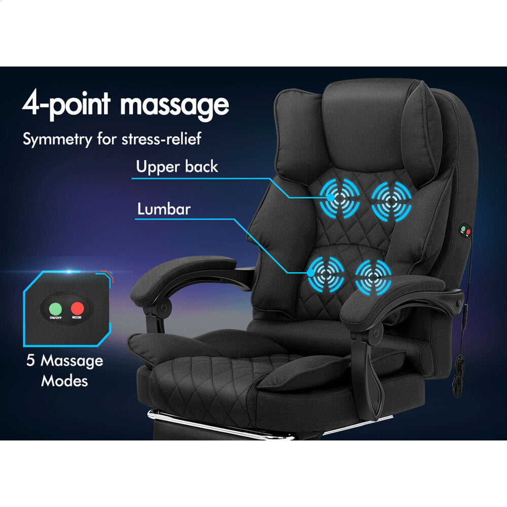 ALFORDSON Massage Office Chair Executive Recliner Gaming Computer Seat Fabric