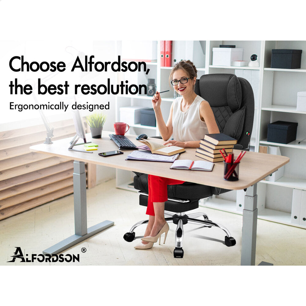 ALFORDSON Massage Office Chair Executive Recliner Gaming Computer Seat Fabric
