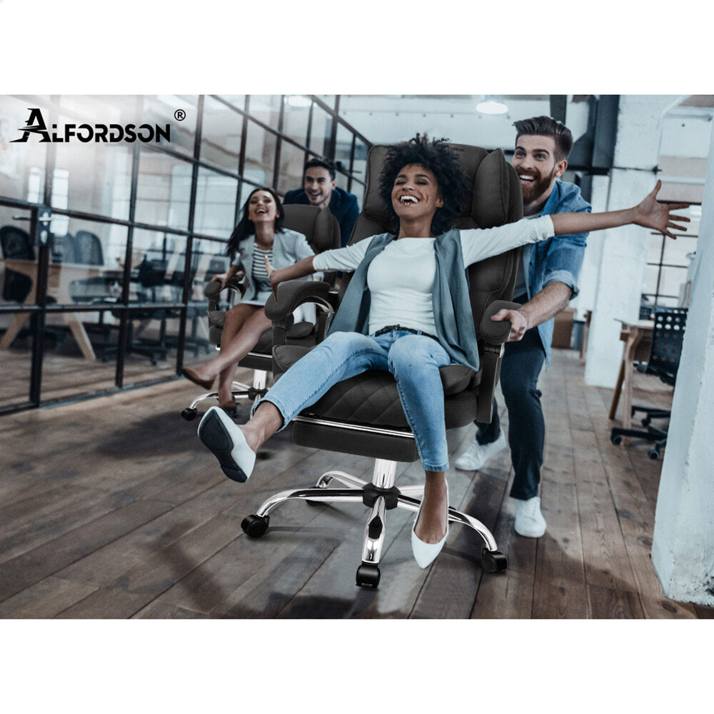 ALFORDSON Massage Office Chair Executive Recliner Gaming Computer Seat Fabric