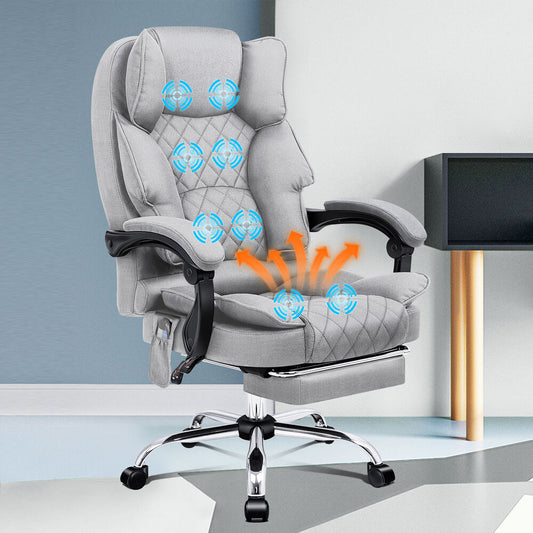 ALFORDSON Massage Office Chair Heated Fabric Seat Executive Racing Computer