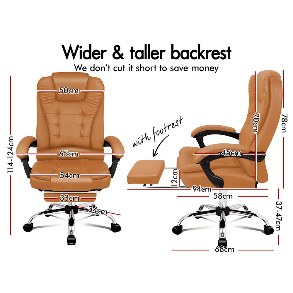 Alfordson Office Chair Gaming Executive Computer Racer Footrest PU Leather Seat