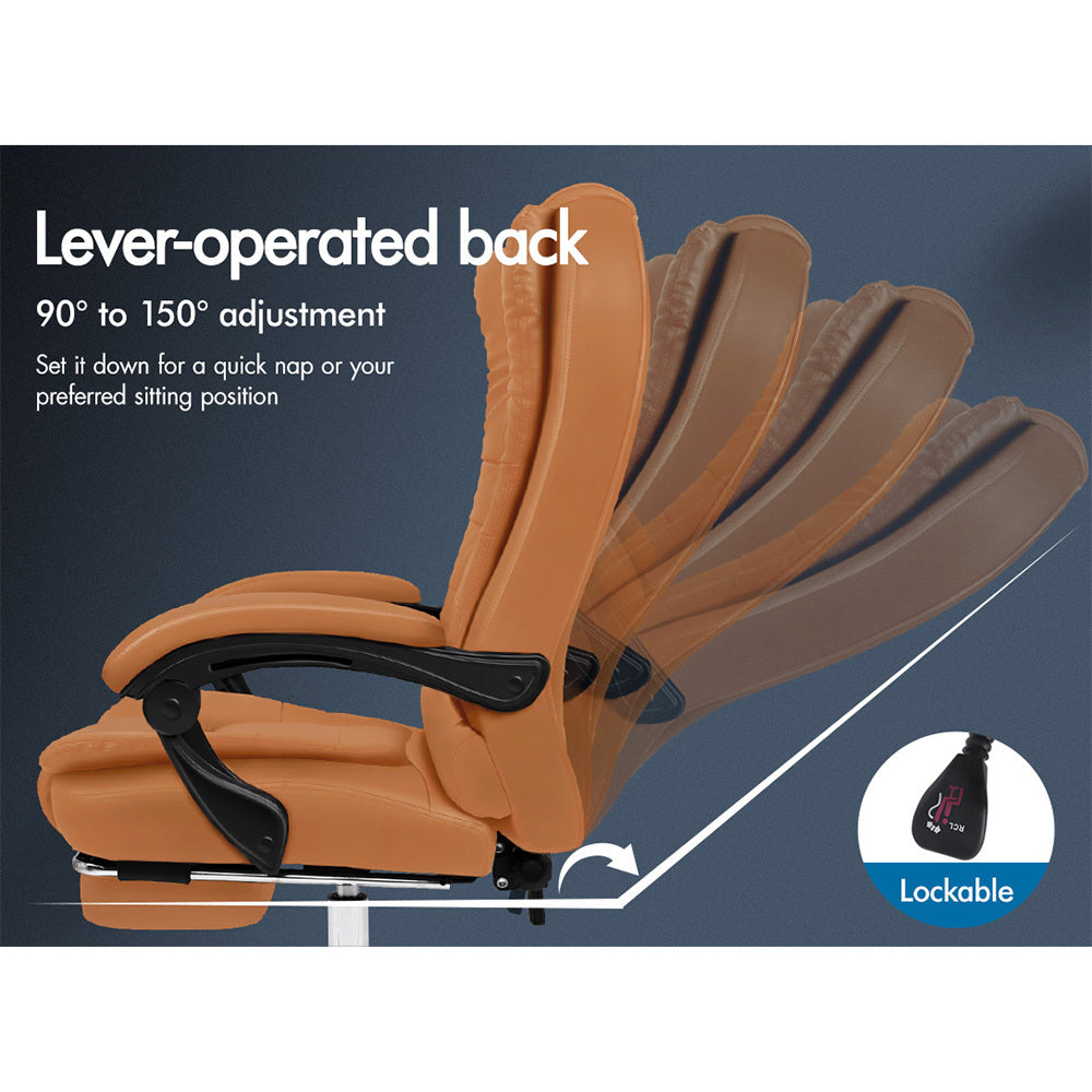 Alfordson Office Chair Gaming Executive Computer Racer Footrest PU Leather Seat