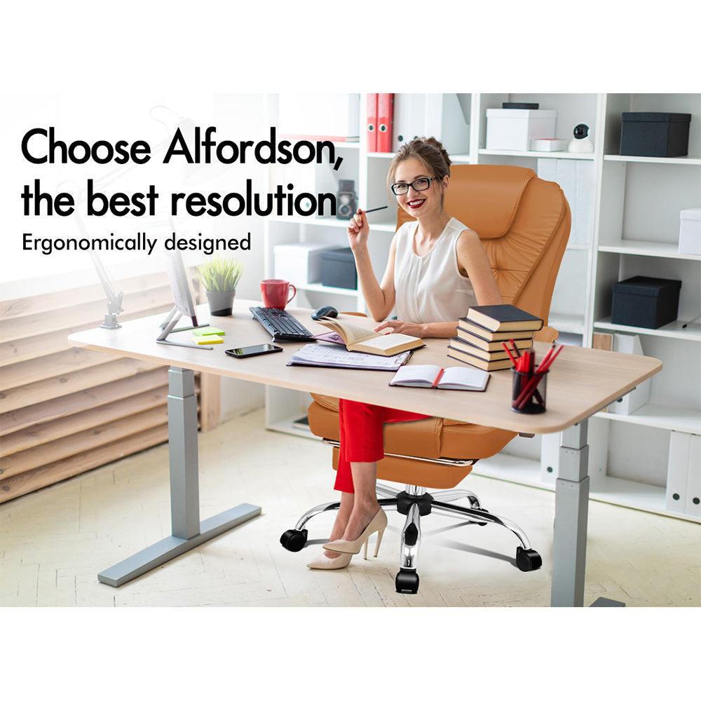 Alfordson Office Chair Gaming Executive Computer Racer Footrest PU Leather Seat