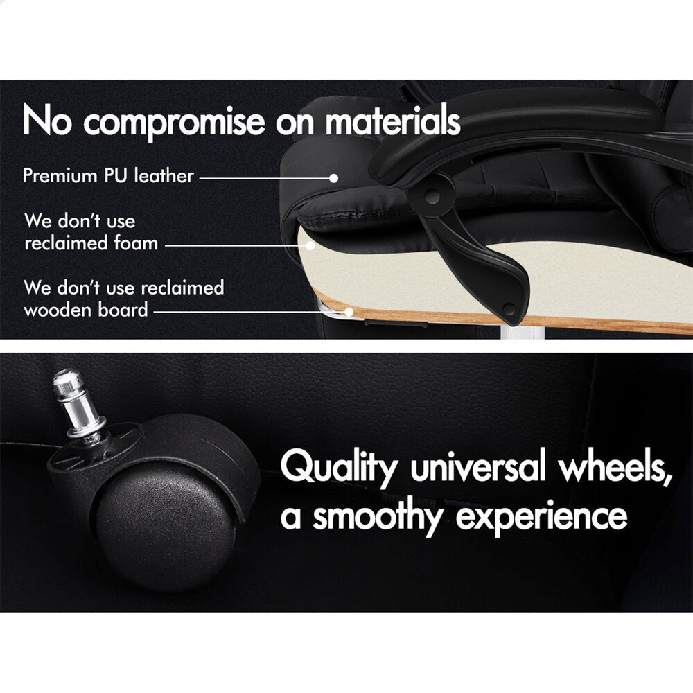 ALFORDSON Office Chair PU Leather Seat Black