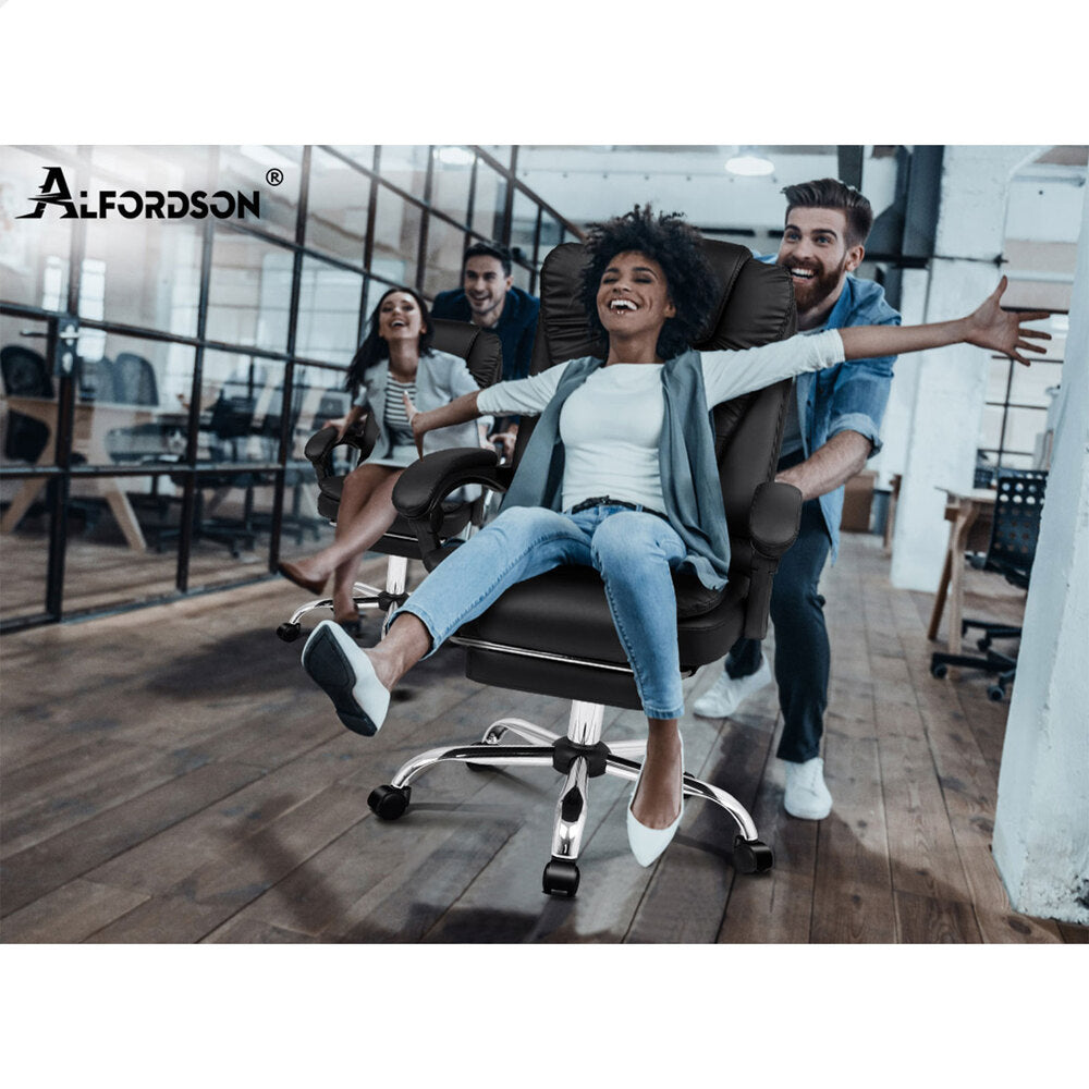 ALFORDSON Office Chair PU Leather Seat Black