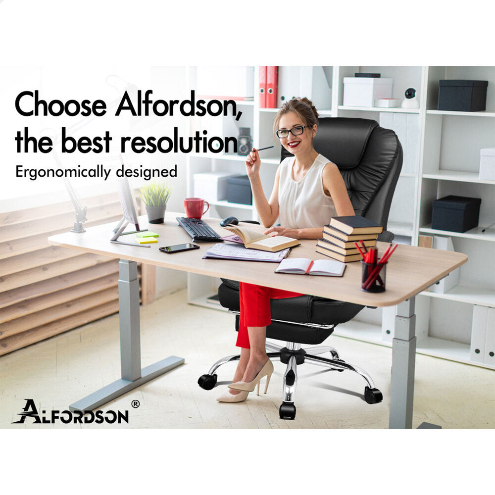 ALFORDSON Office Chair PU Leather Seat Black