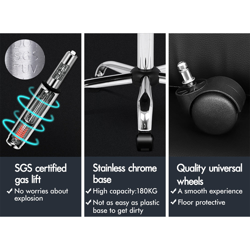 ALFORDSON Massage Office Chair Executive Gaming Racer Heated PU Leather Seat Brown