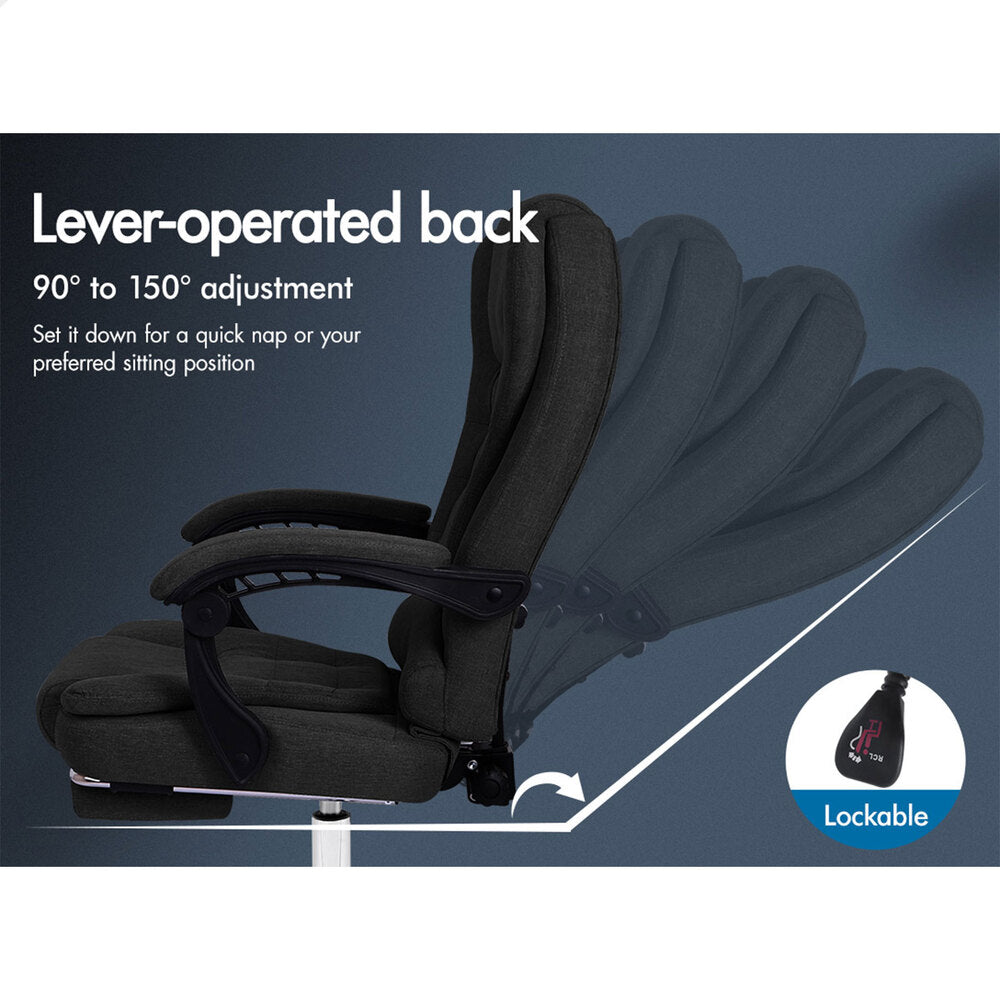 ALFORDSON Office Chair Massage Heated Seat Fabric Black