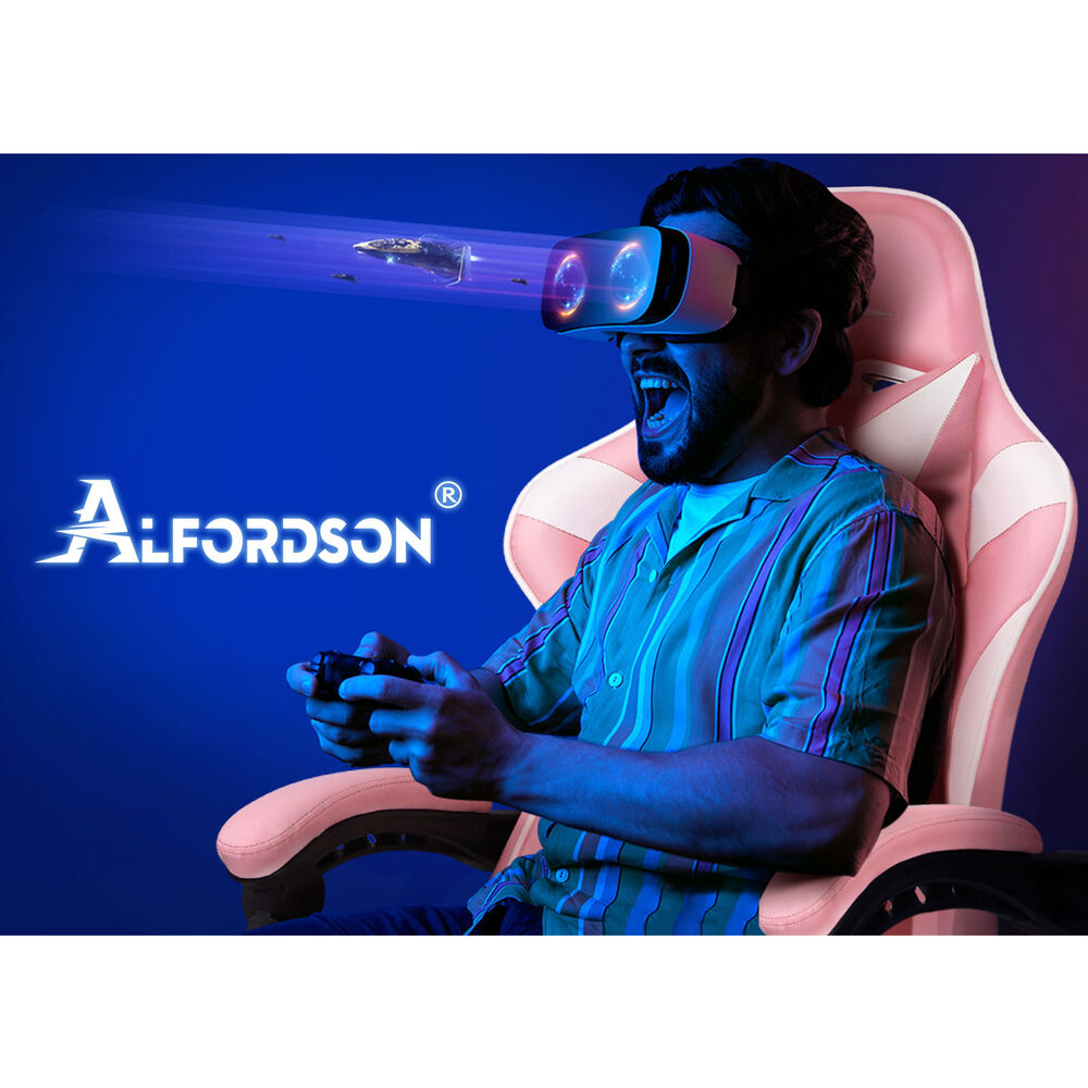 ALFORDSON Gaming Chair Office Massage Computer Racing Seat PU Leather Pink