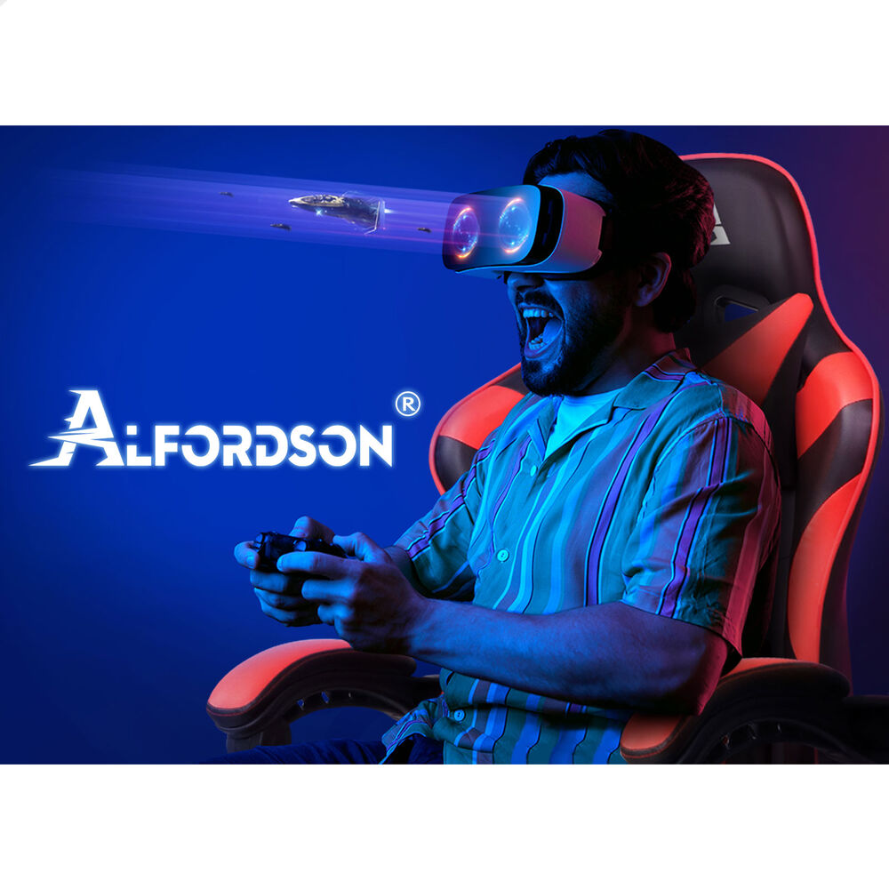 ALFORDSON Gaming Chair Office Massage Computer Racing Seat PU Leather Red