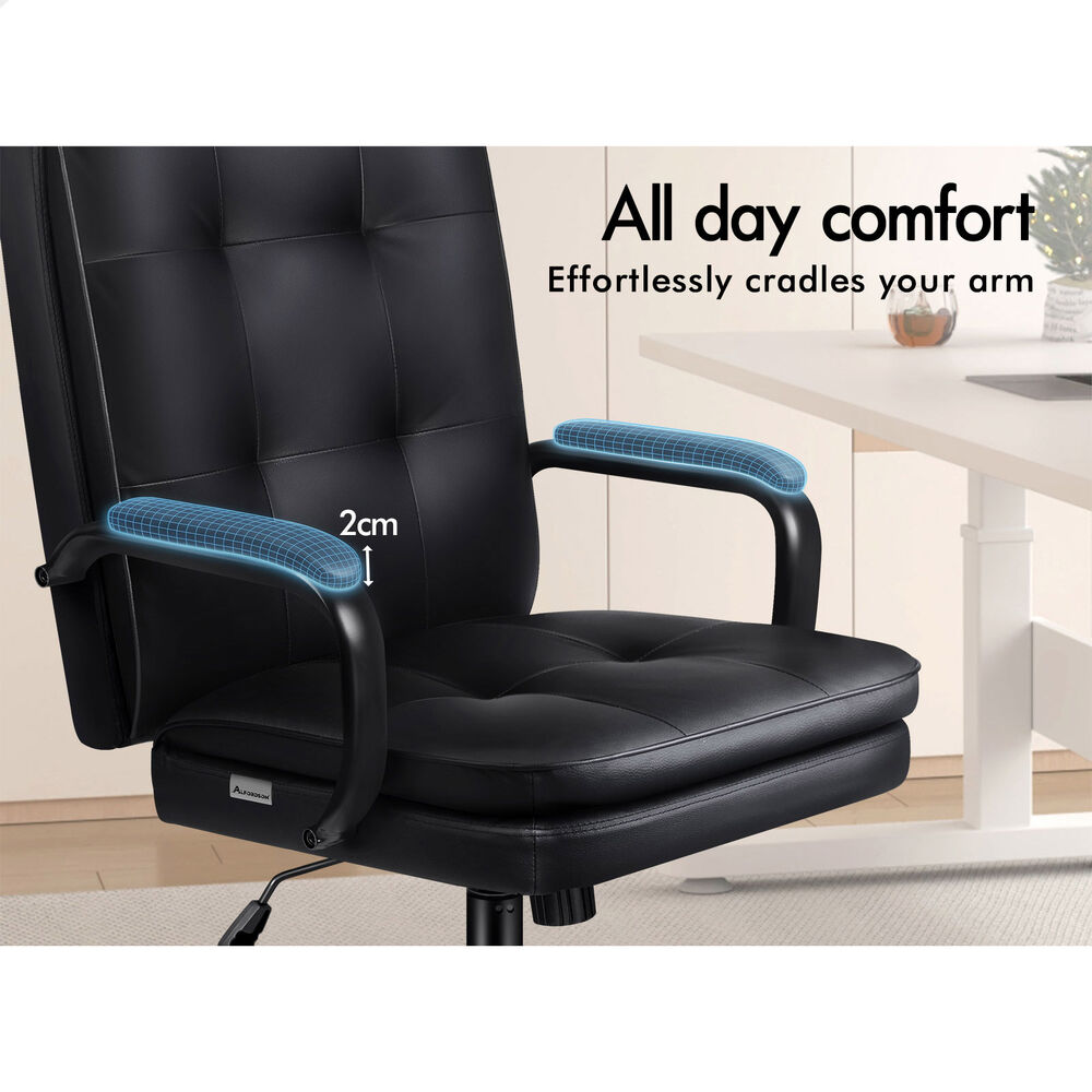 ALFORDSON Office Chair Ergonomic Executive Computer Work Seat PU Leather Black
