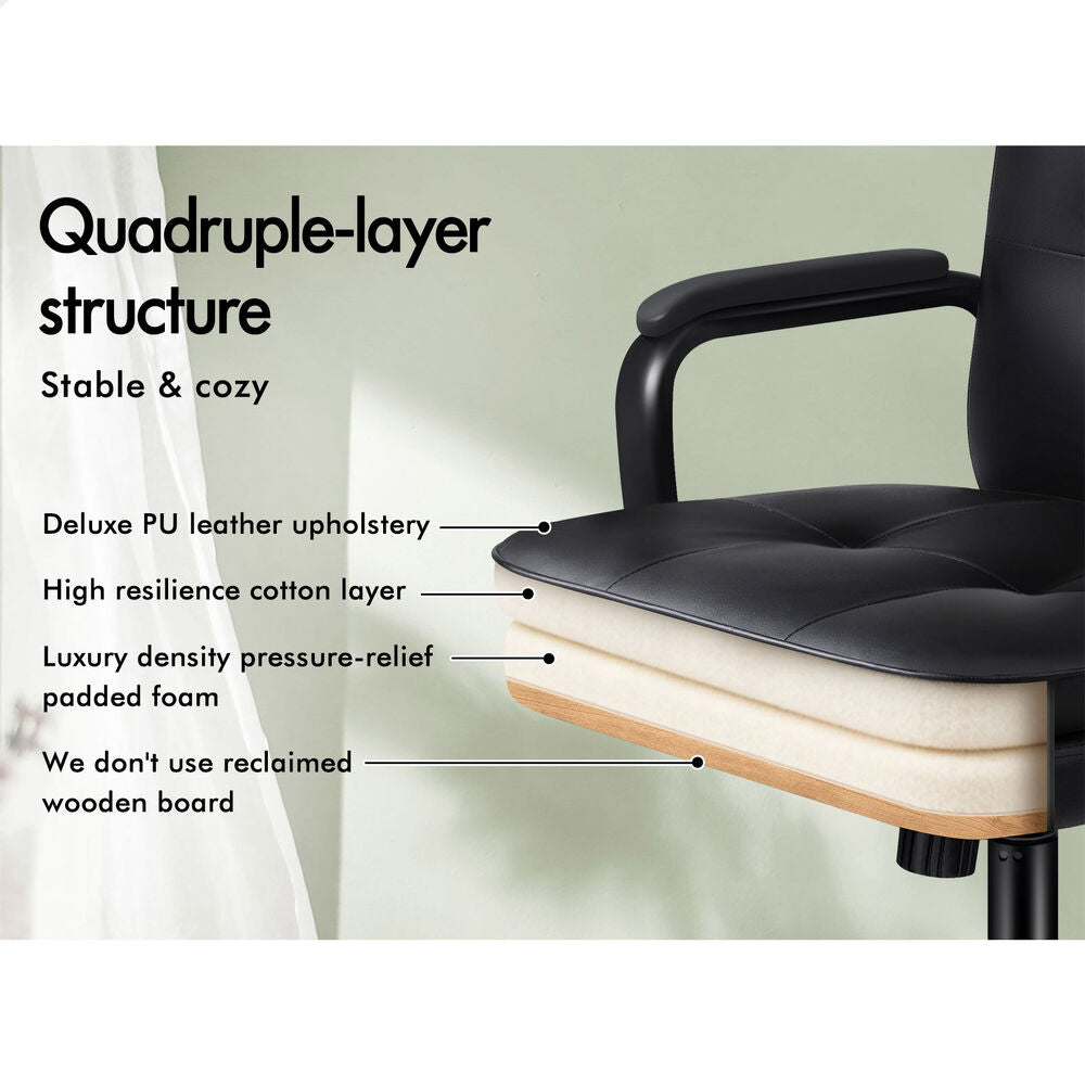 ALFORDSON Office Chair Ergonomic Executive Computer Work Seat PU Leather Black