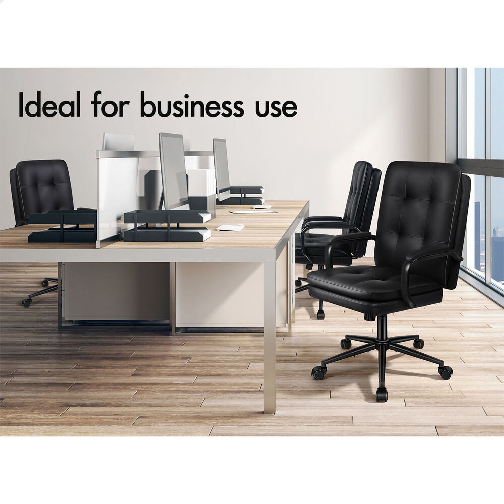 ALFORDSON Office Chair Ergonomic Executive Computer Work Seat PU Leather Black