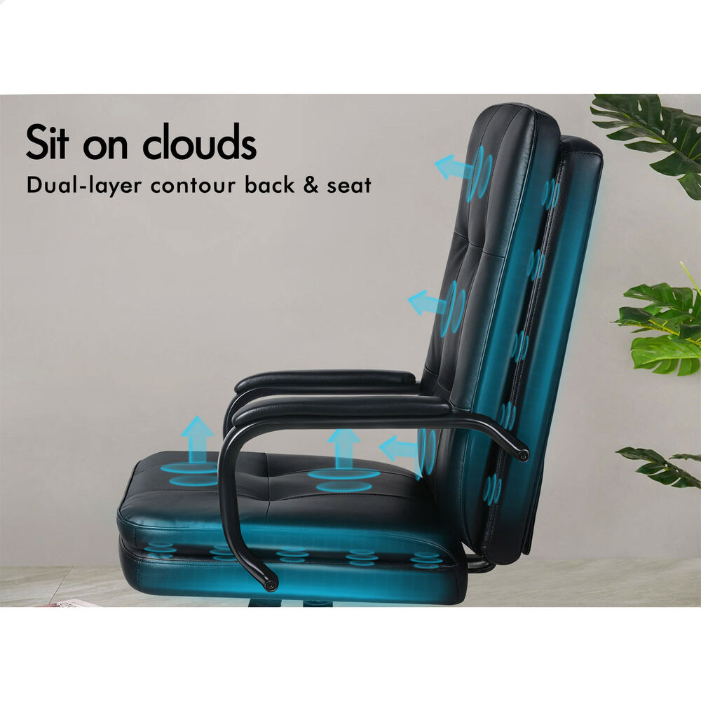 ALFORDSON Office Chair Ergonomic Executive Computer Work Seat PU Leather Black