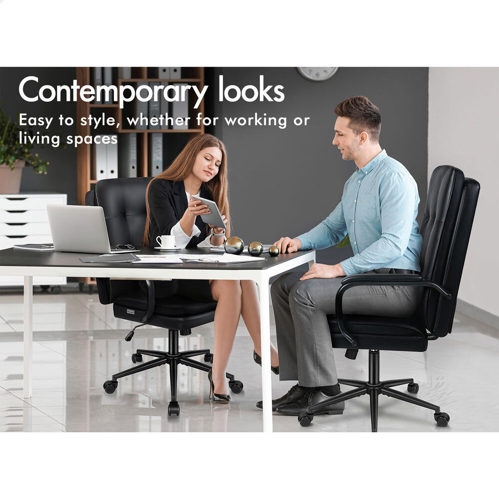 ALFORDSON Office Chair Ergonomic Executive Computer Work Seat PU Leather Black