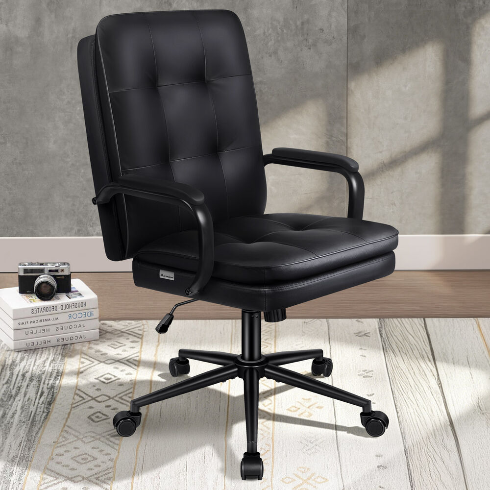 ALFORDSON Office Chair Ergonomic Executive Computer Work Seat PU Leather Black
