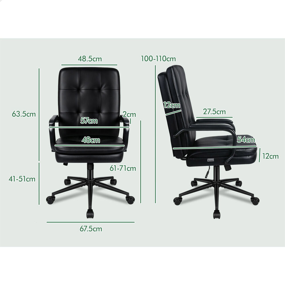 ALFORDSON Office Chair Ergonomic Executive Computer Work Seat PU Leather Black