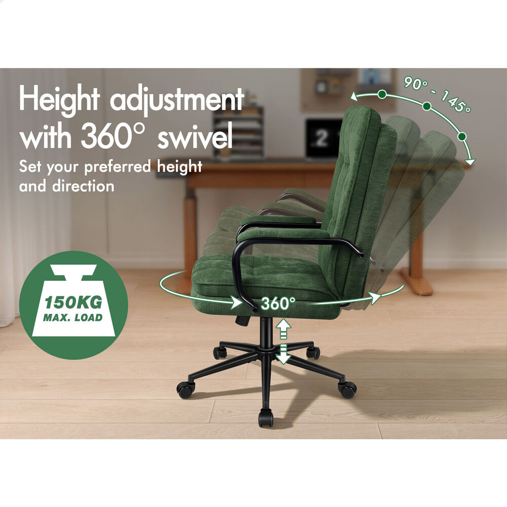 ALFORDSON Office Chair Ergonomic Executive Computer Work Seat Chenille Green