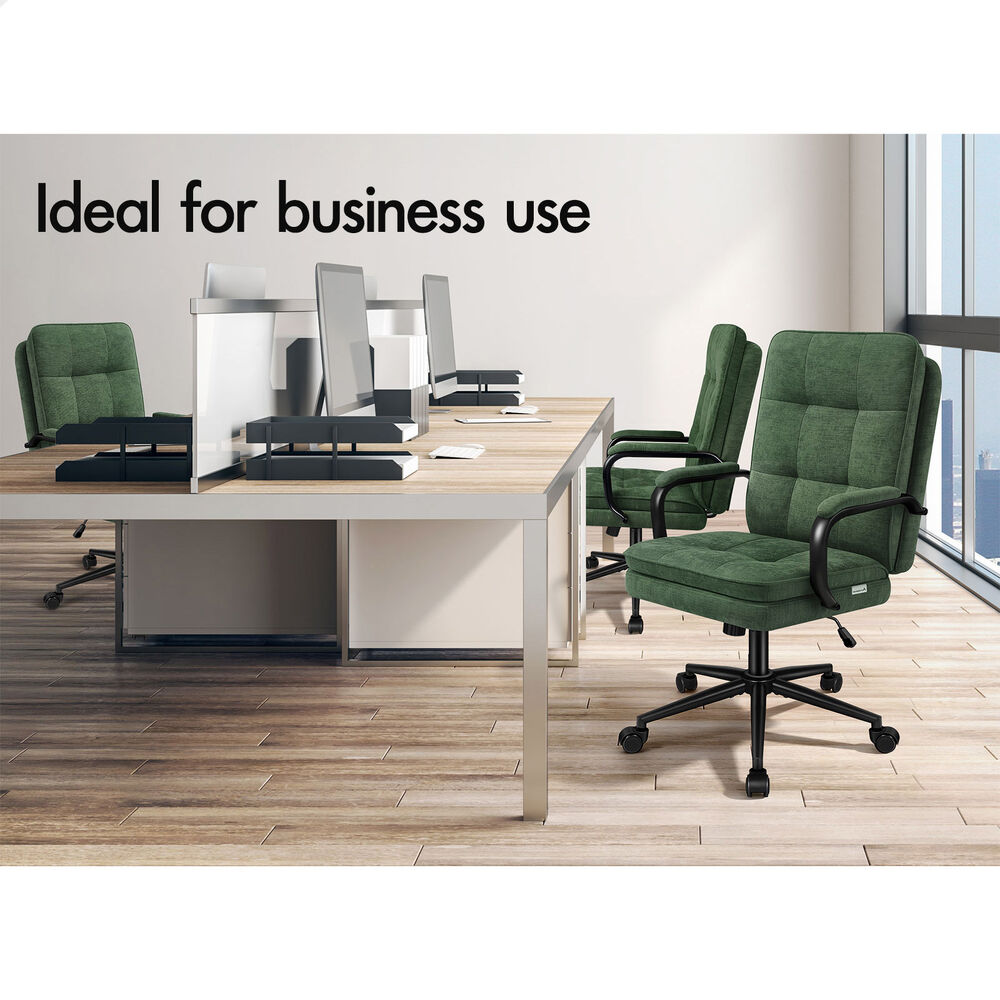 ALFORDSON Office Chair Ergonomic Executive Computer Work Seat Chenille Green
