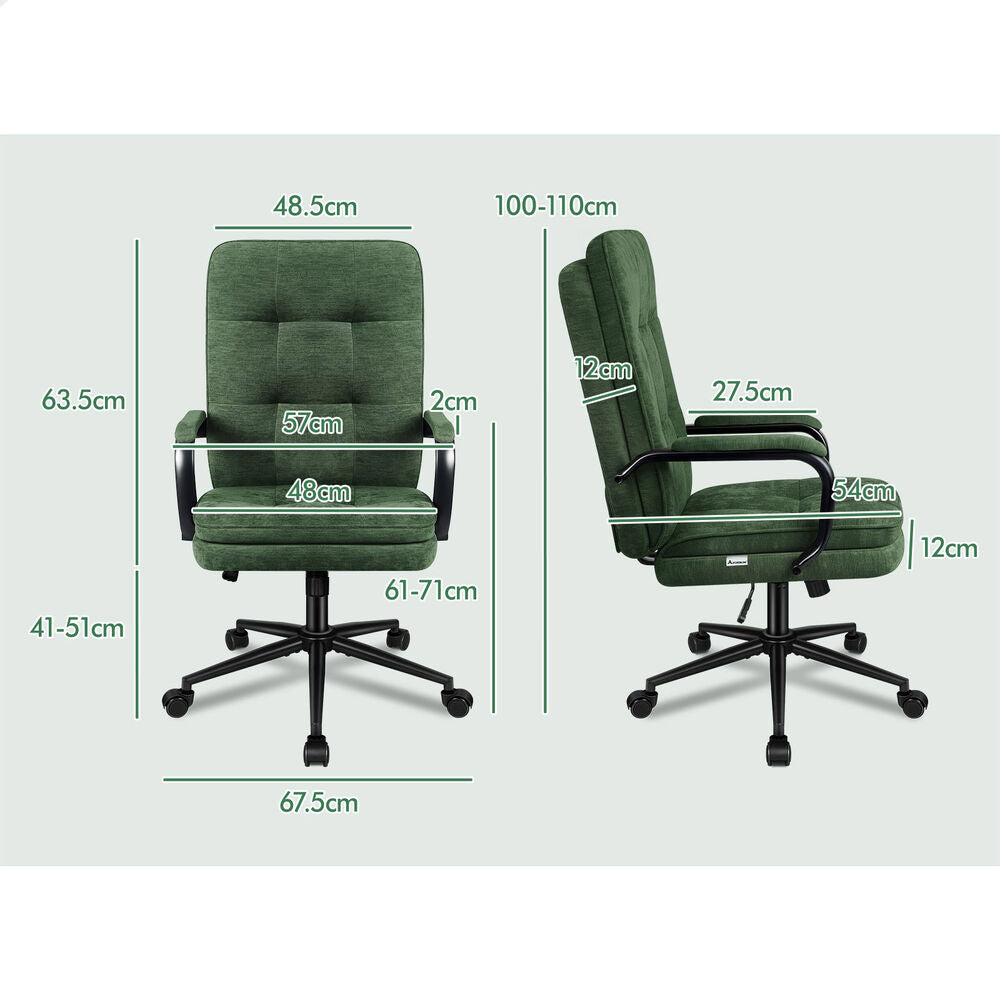 ALFORDSON Office Chair Ergonomic Executive Computer Work Seat Chenille Green