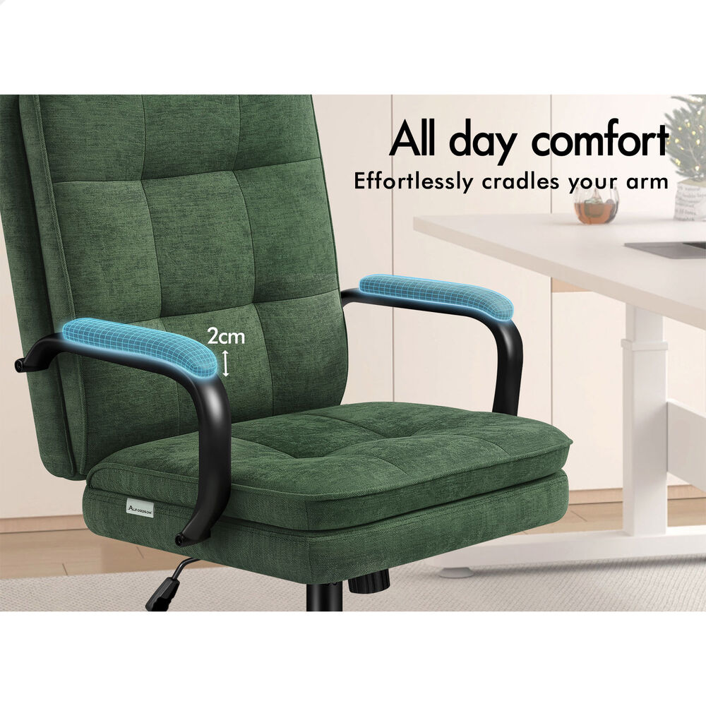 ALFORDSON Office Chair Ergonomic Executive Computer Work Seat Chenille Green