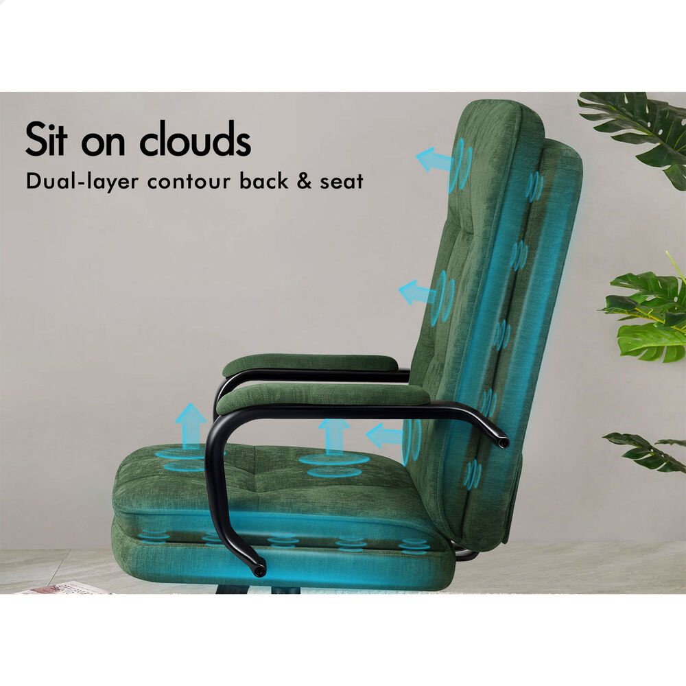 ALFORDSON Office Chair Ergonomic Executive Computer Work Seat Chenille Green