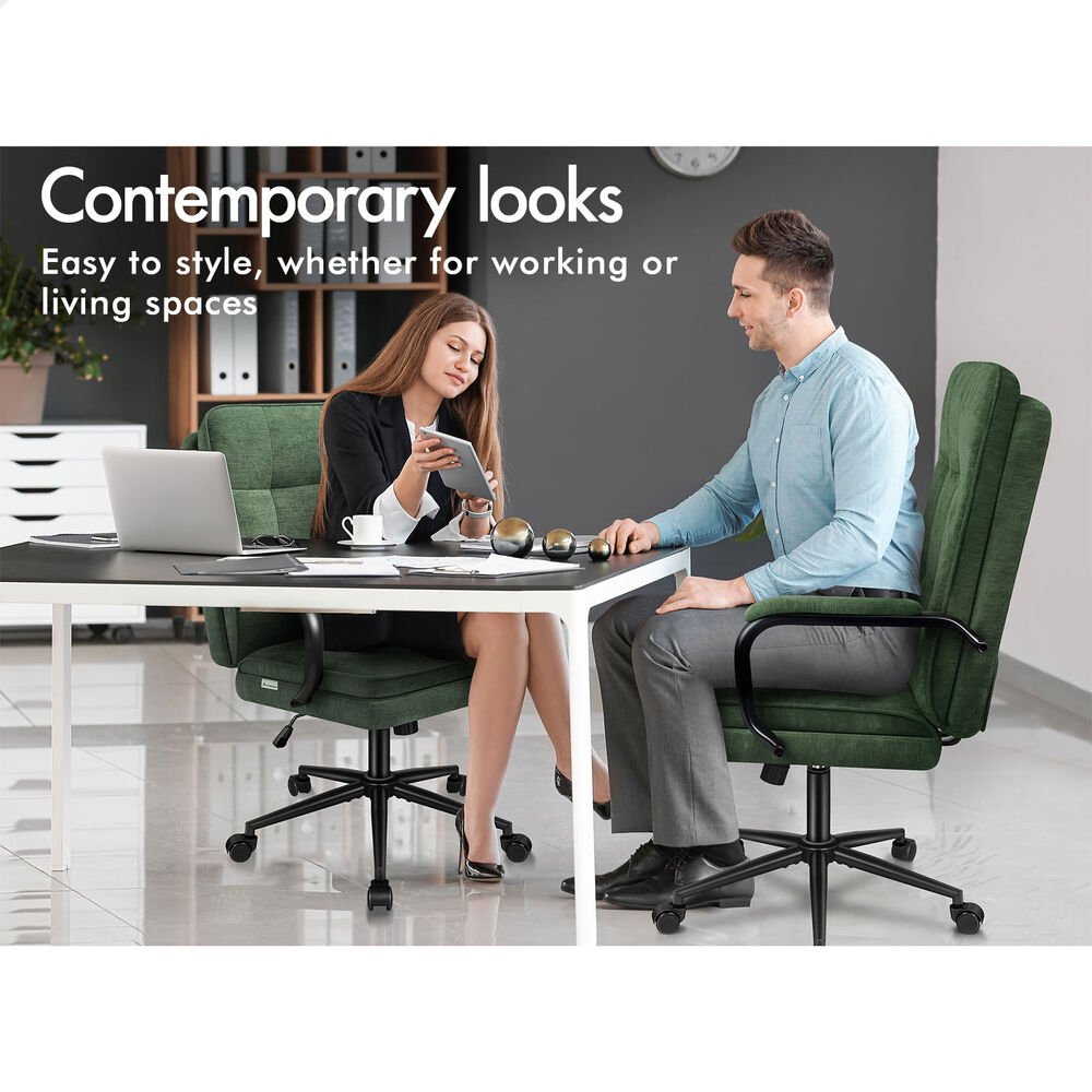 ALFORDSON Office Chair Ergonomic Executive Computer Work Seat Chenille Green