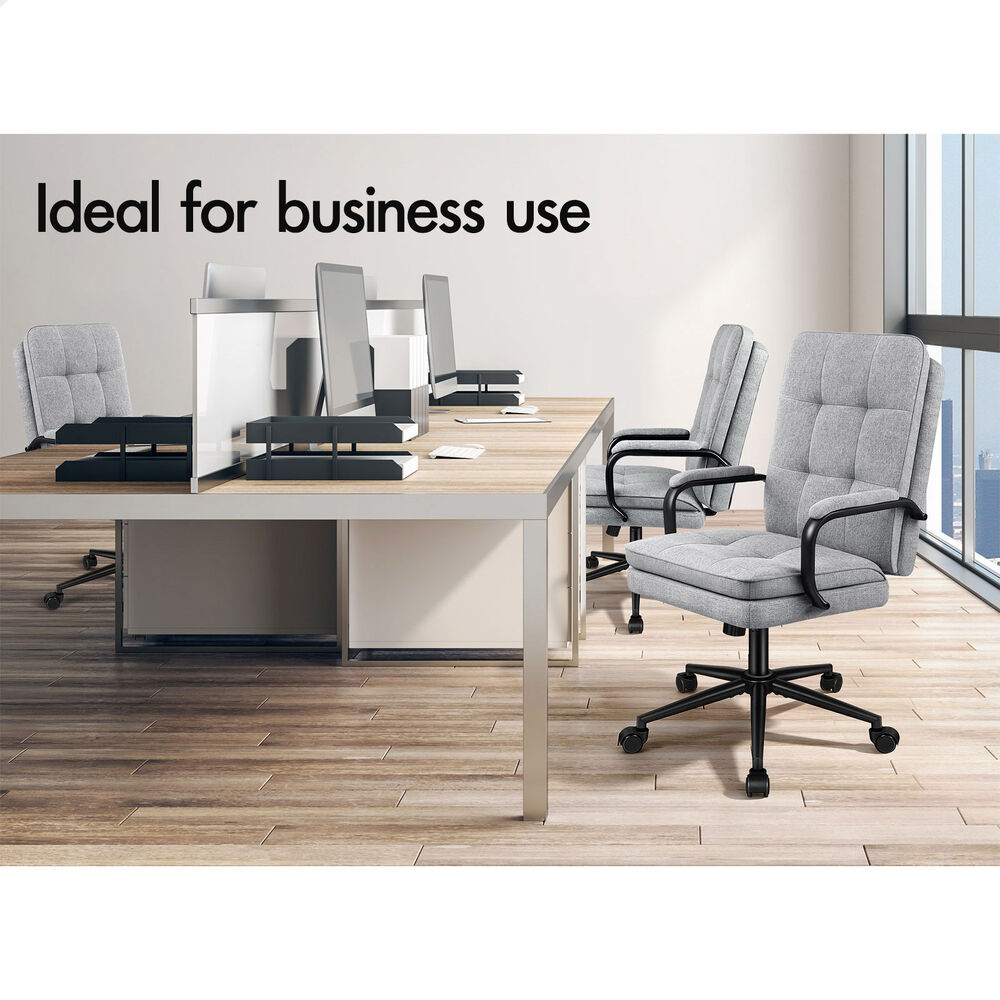 ALFORDSON Office Chair Ergonomic Executive Computer Work Seat Fabric Grey