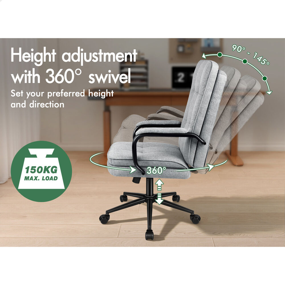 ALFORDSON Office Chair Ergonomic Executive Computer Work Seat Fabric Grey