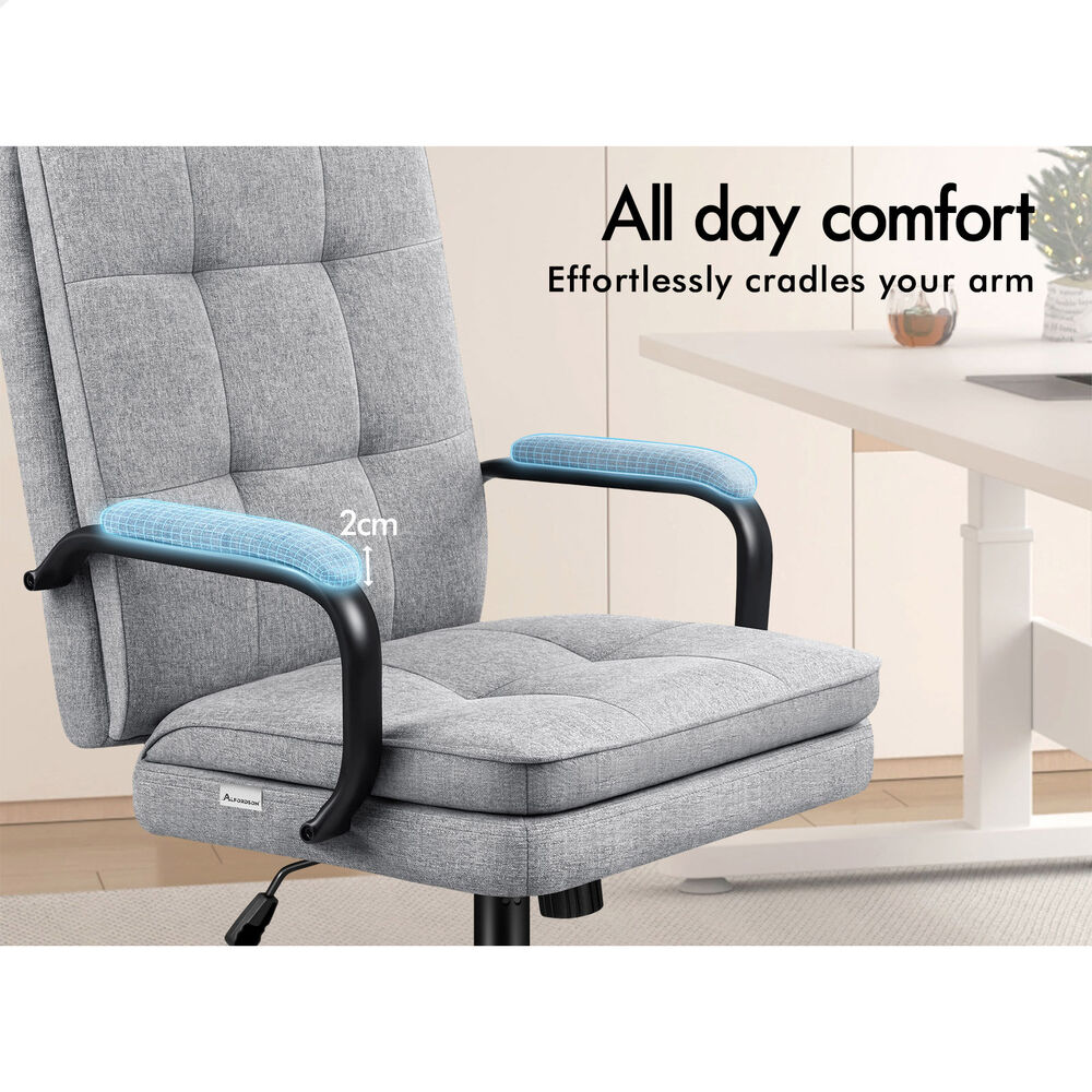ALFORDSON Office Chair Ergonomic Executive Computer Work Seat Fabric Grey