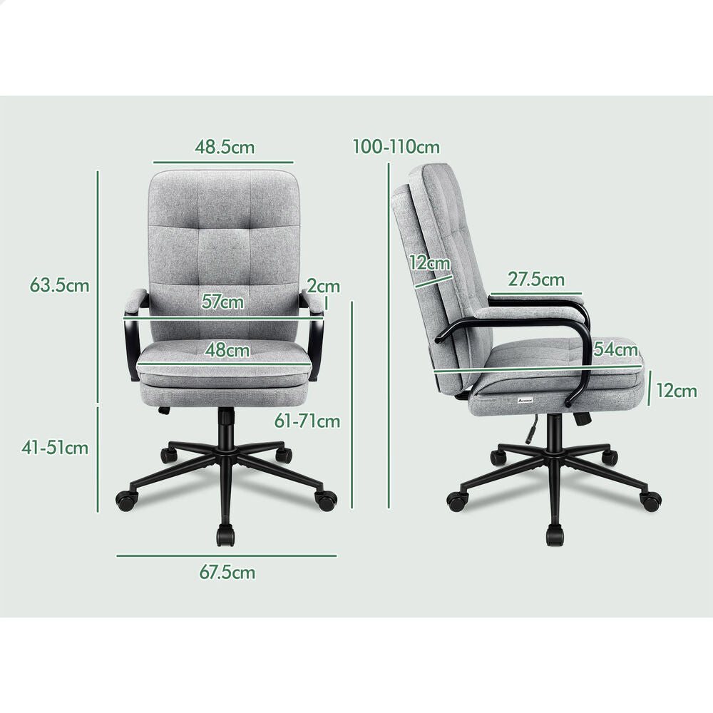 ALFORDSON Office Chair Ergonomic Executive Computer Work Seat Fabric Grey