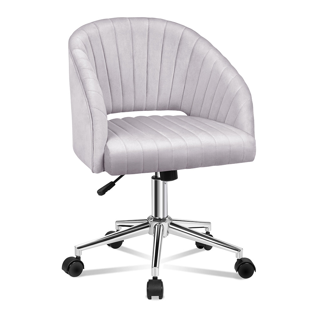 ALFORDSON Velvet Office Chair Swivel Armchair Work Seat Adult Kids Grey