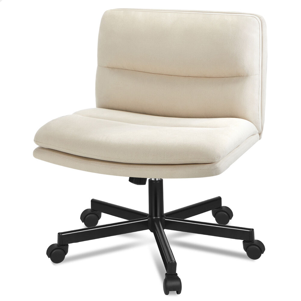 ALFORDSON Desk Chair Office Computer Armless Wide Seat Mid Back Fabric Beige