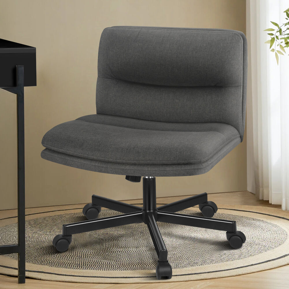 ALFORDSON Desk Chair Office Computer Armless Wide Seat Mid Back Fabric Grey