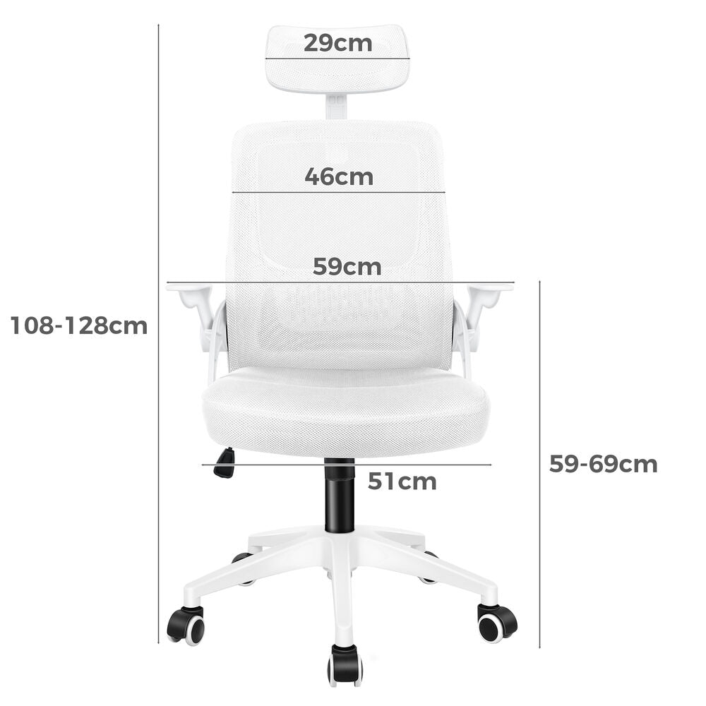 ALFORDSON Mesh Office Chair Executive Fabric Seat Tilt Gaming All White