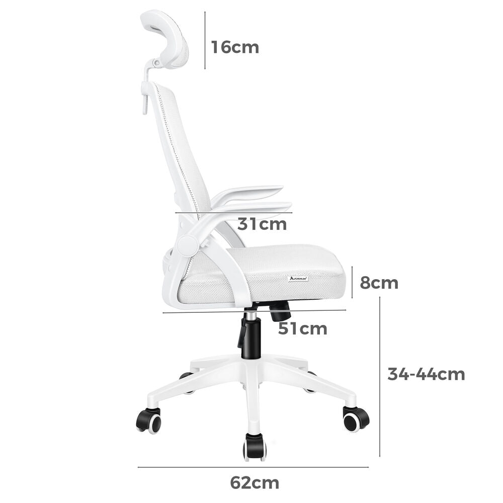 ALFORDSON Mesh Office Chair Executive Fabric Seat Tilt Gaming All White