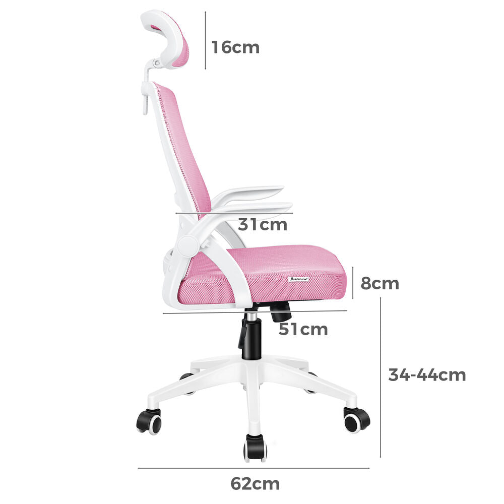 ALFORDSON Mesh Office Chair Executive Fabric Seat Tilt Gaming White & Pink
