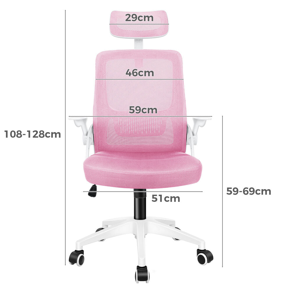ALFORDSON Mesh Office Chair Executive Fabric Seat Tilt Gaming White & Pink