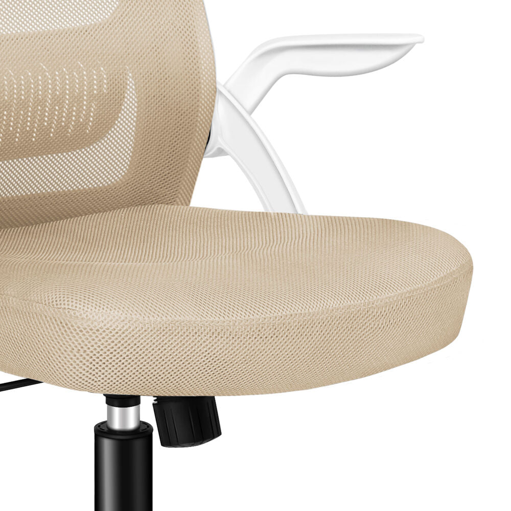 ALFORDSON Mesh Office Chair Executive Fabric Seat Tilt Gaming White & Beige