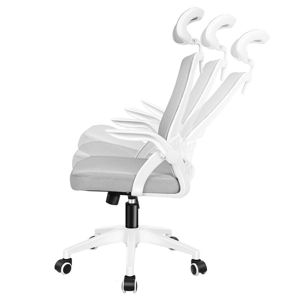 ALFORDSON Mesh Office Chair Executive Fabric Seat Tilt Gaming White & Grey