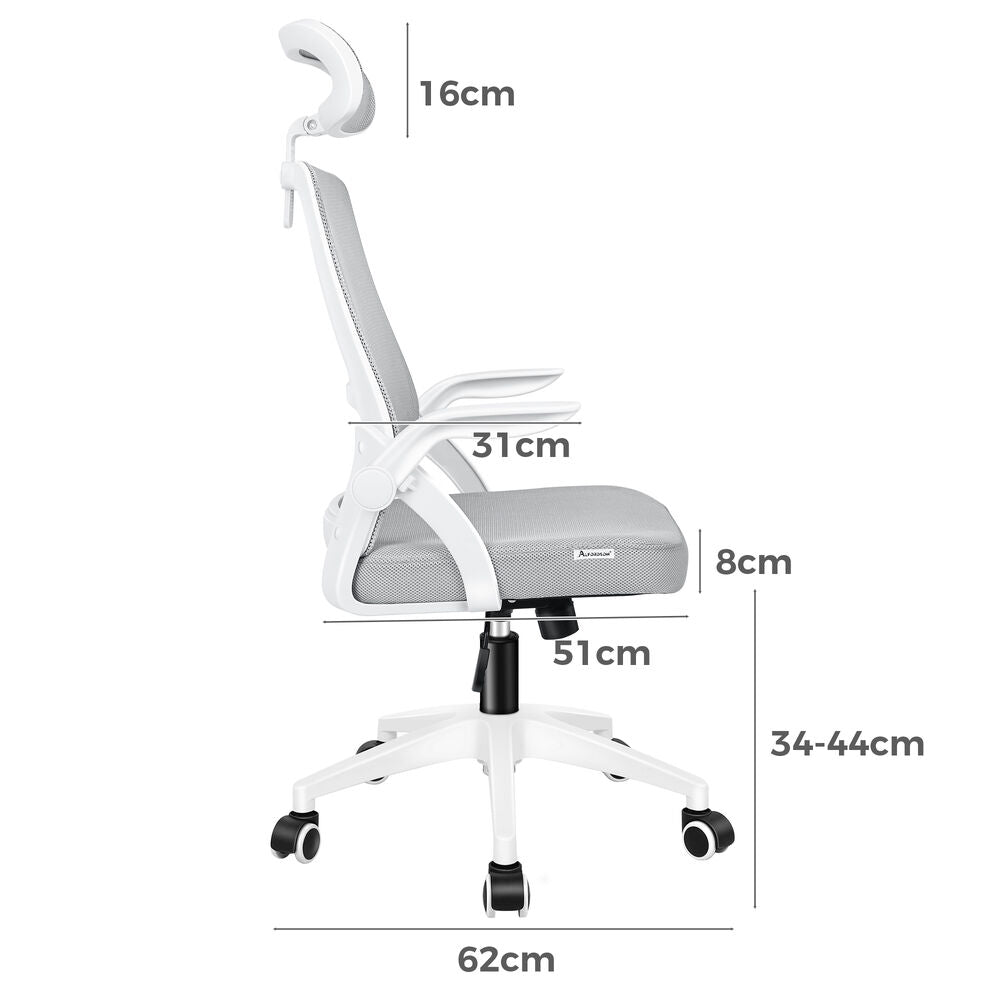 ALFORDSON Mesh Office Chair Executive Fabric Seat Tilt Gaming White & Grey