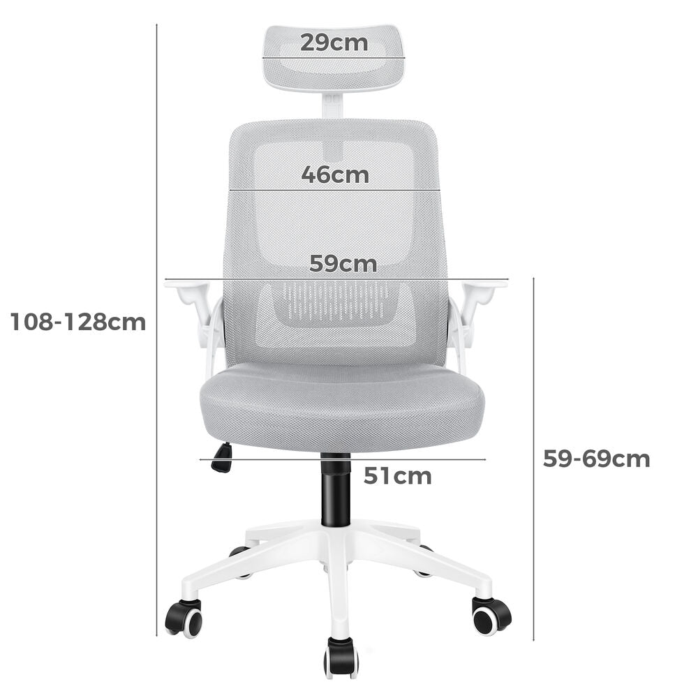 ALFORDSON Mesh Office Chair Executive Fabric Seat Tilt Gaming White & Grey