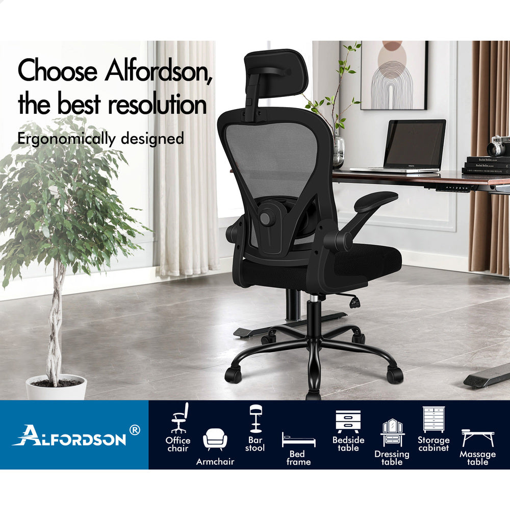 ALFORDSON Mesh Office Chair Executive Fabric Tilt Black